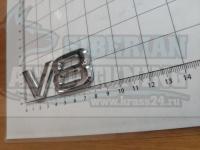 Шильдик с клеевой основой V8 хром на багажник 80*30мм