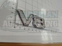 Шильдик с клеевой основой V8 хром на багажник 80*30мм