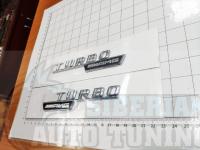 Эмблема на крыло Turbo AMG серебро Mercedes-Benz 142*27 (2 шт)