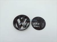 Комплект эмблем Volkswagen Golf V 2003-2007 125 мм и 110 мм (2 шт) решетка и багажник черный глянец IT0853601A