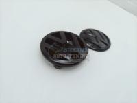 Комплект эмблем Volkswagen Golf V 2003-2007 125 мм и 110 мм (2 шт) решетка и багажник черный глянец IT0853601A